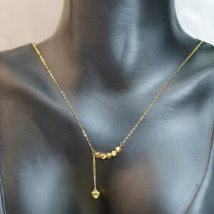 Minimalist Chic Beaded Heart Pendant Necklace - 18K Solid Gold