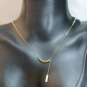 Minimalist Chic Beaded Pendant Necklace - 18K Solid Gold